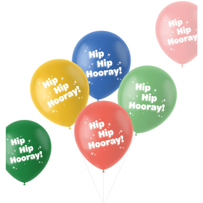 Retro ballonnen (33cm, 6 stuks) - Hip Hip Hooray!