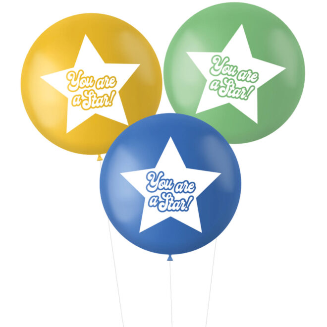 Retro XL ballonnen blauw (80cm, 3 stuks) - You are a Star!