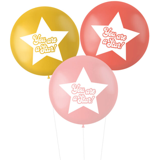 Retro XL ballonnen (80cm, 3 stuks) - You are a Star!