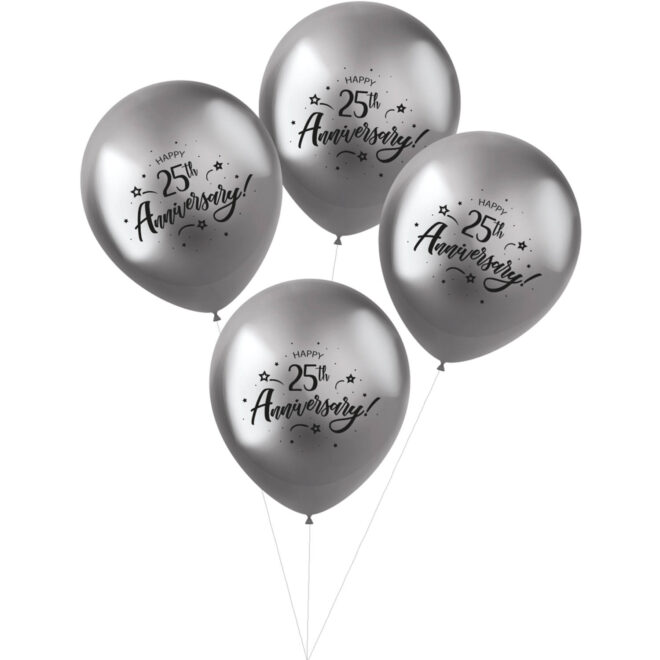 Shimmer ballonnen (33cm, 4 stuks) - 25th anniversary