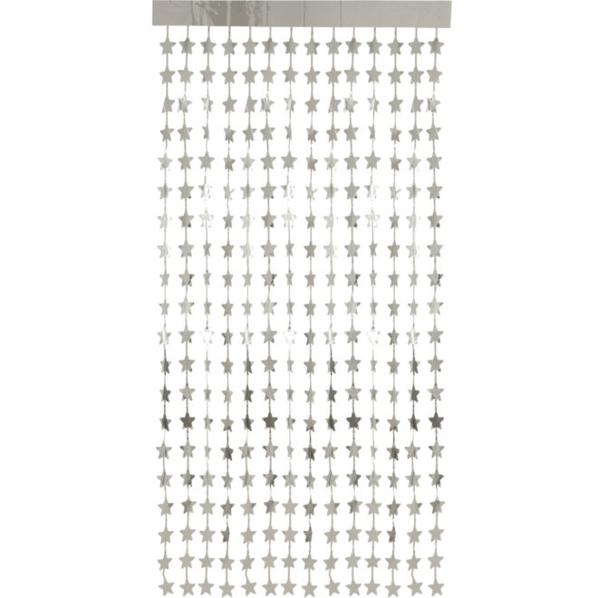 Folie deurgordijn zilveren sterren (1x2m)