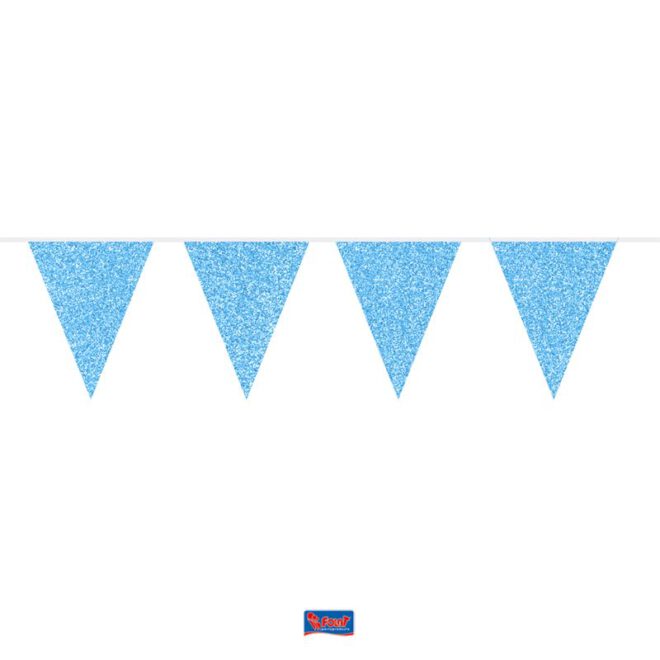 Glitter vlaggenlijn (6m) - Blauw