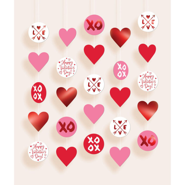 Happy Valentine's day hangdecoratie - 5 stuks