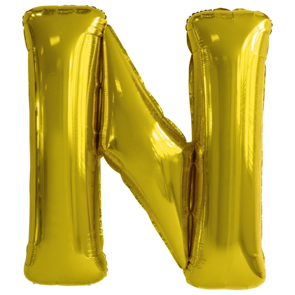 Grote folie ballon letter N - Goud