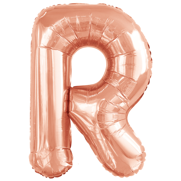Grote folie ballon letter R - Rosé Goud