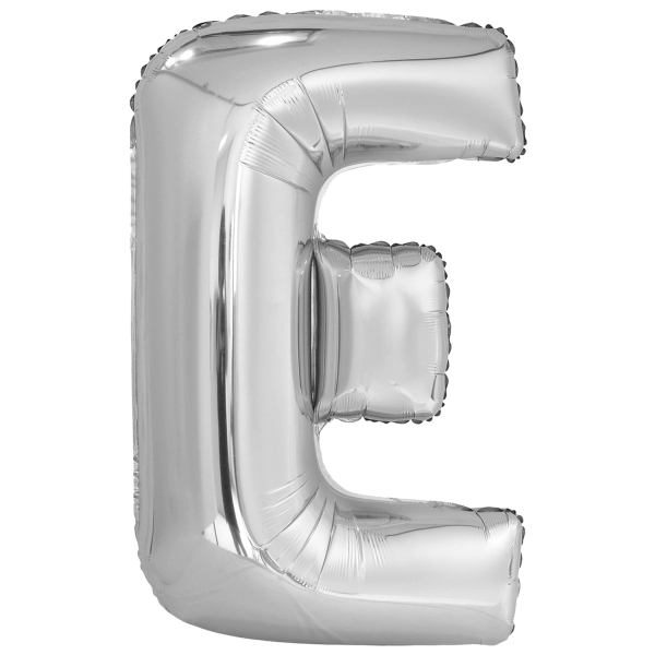Grote folie ballon letter E - Zilver