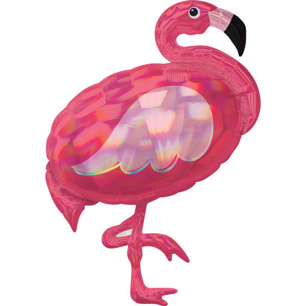 Flamingo folieballon holografisch (83x71cm)