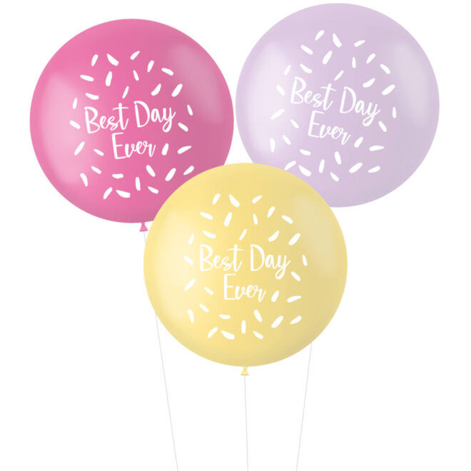 Pastel Vibes XL ballonnen roze (80cm, 3 stuks) - Best Day Ever