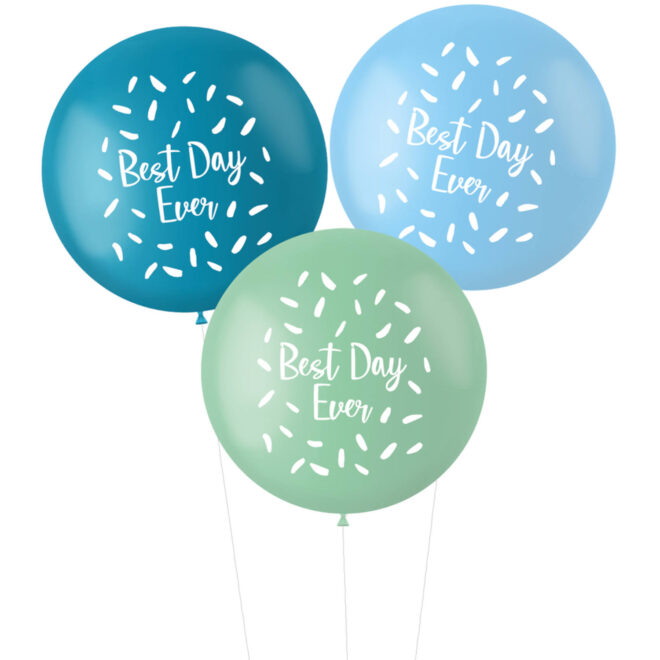 Pastel Vibes ballonnen blauw (80cm, 3 stuks) - Best Day Ever