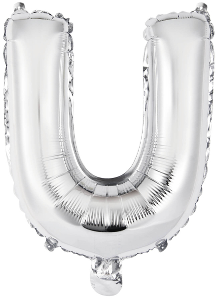 Mini folie ballon letter U (35cm) - zilver