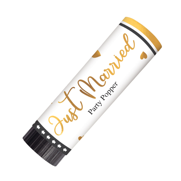 Rustic Gold 'Just Married' party poppers - 2 stuks