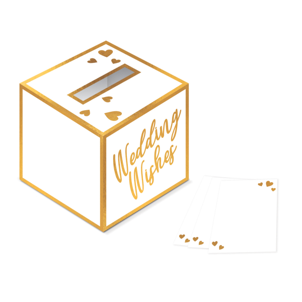Rustic Gold 'Wedding Wishes' doos met kaartjes