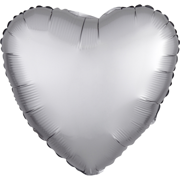 Silk Lustre folieballon hart (43cm) - Zilver