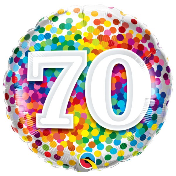 Qualatex folieballon 70 jaar rainbow confetti 18 inch