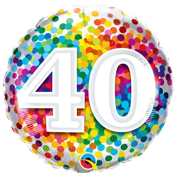 Qualatex folieballon 40 jaar rainbow confetti 18 inch