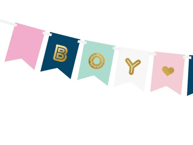 Gender reveal vlaggenlijn Boy or Girl