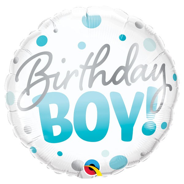 Folieballon Birthday Boy dots