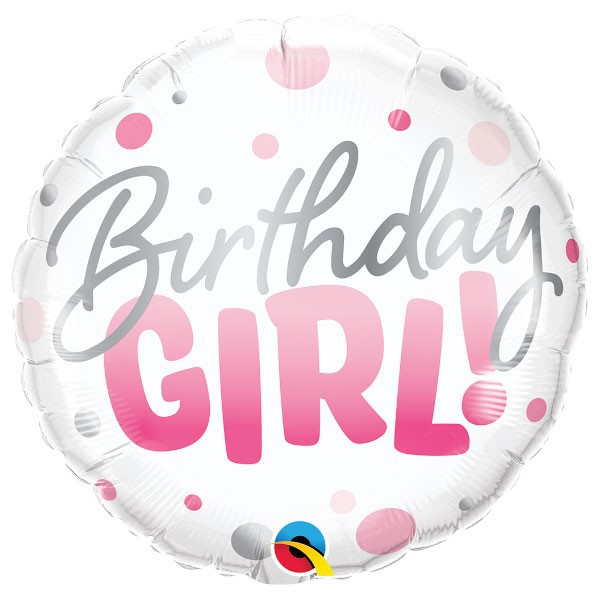 Folieballon Birthday girl dots