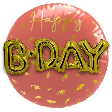 3D Folieballon Happy Birthday Golden Dusk - 56cm