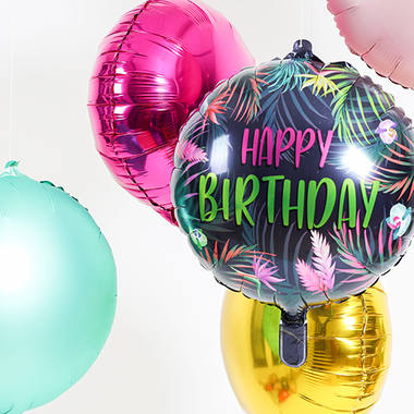 Folieballon Happy Birthday Tropical Neon (45cm)