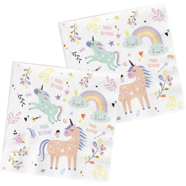 Unicorn &Rainbows servetten (33x33cm) - 20 stuks