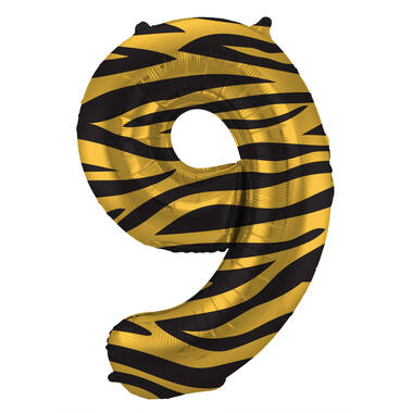 Grote folie ballon cijfer 9 (86cm) - Tiger Chic