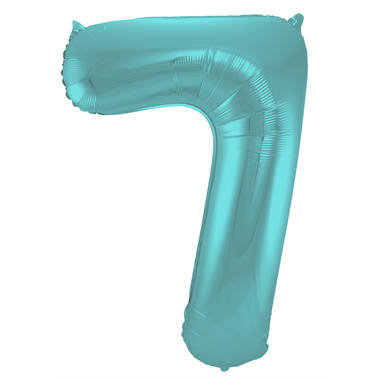 Grote folie ballon cijfer 7 (86cm) - Mat Pastel Aqua