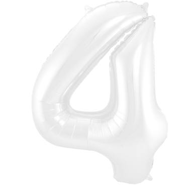 Grote folie ballon cijfer 4 (86cm) - Mat Wit