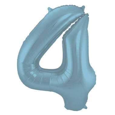 Grote folie ballon cijfer 4 (86cm) - Mat Pastel Blauw
