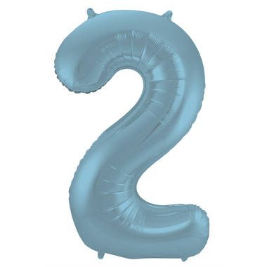 Grote folie ballon cijfer 2 (86cm) - Mat Pastel Blauw