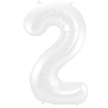 Grote folie ballon cijfer 2 (86cm) - Mat Wit