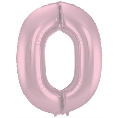 Grote folie ballon cijfer 0 (86cm) - Mat Pastel Roze