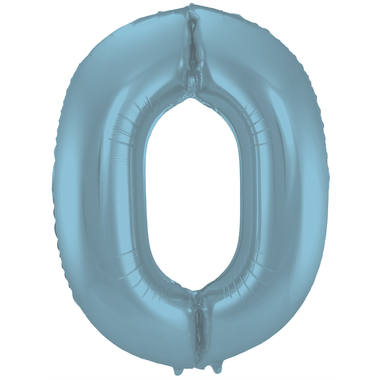 Grote folie ballon cijfer 0 (86cm) - Mat Pastel Blauw