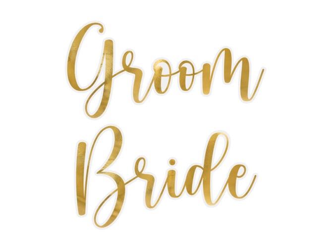 Champagneglazen Stickers Groom Bride