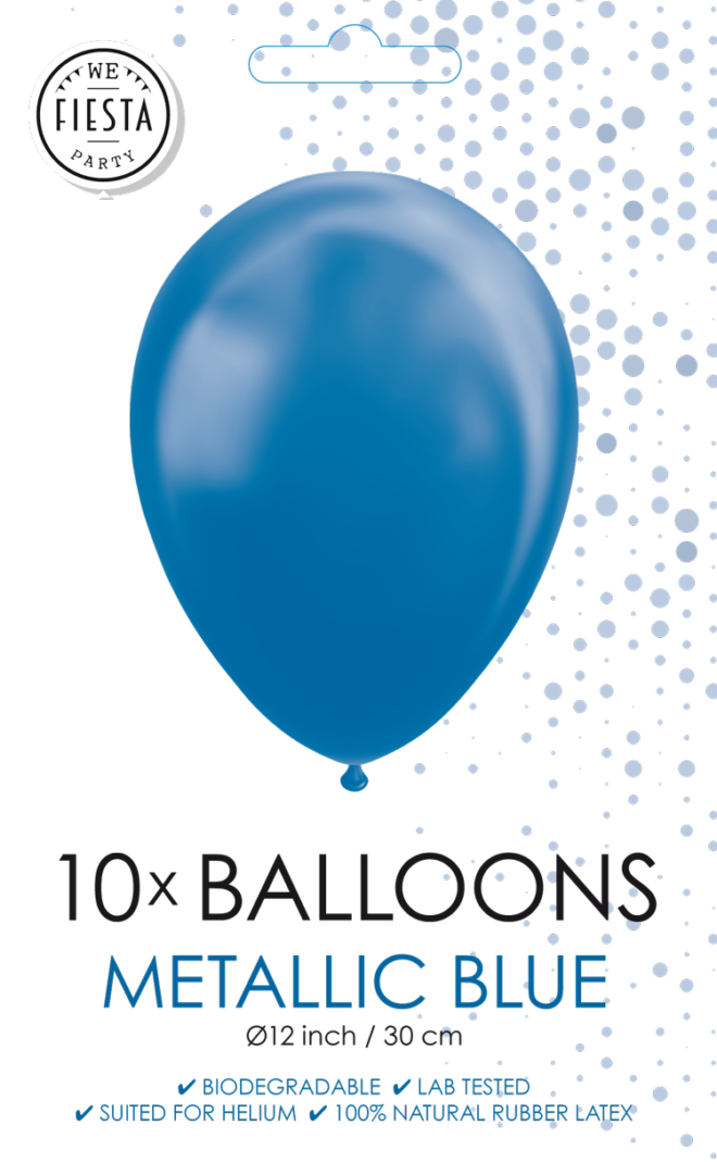 Latex ballonnen metallic blauw (31cm) - 10 stuks