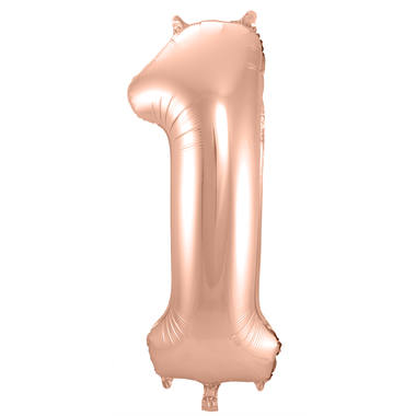 Grote folie ballon cijfer 1 (86cm) - Rosé goud