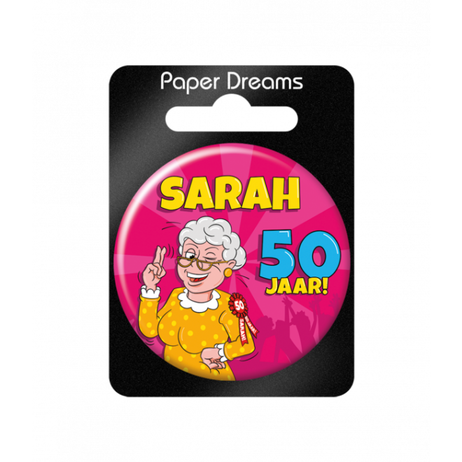 Button - Sarah cartoon 50 jr