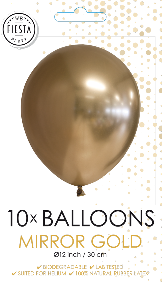 Latex ballonnen mirror goud (31cm) - 10 stuks