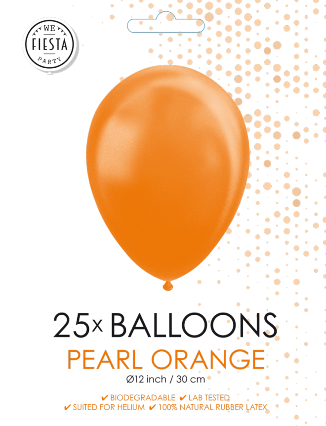 Latex ballonnen parelmoer oranje (31cm) - 25 stuks