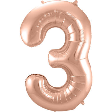 Grote folie ballon cijfer 3 (86cm) - Rosé goud
