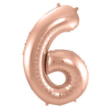 Grote folie ballon cijfer 6 (86cm) - Rosé goud