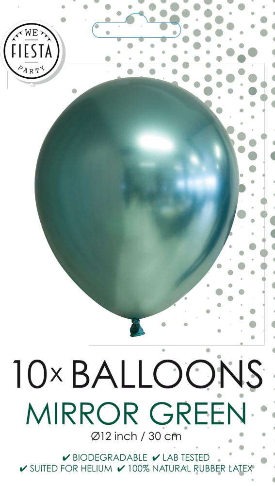 Latex ballonnen mirror groen (31cm) - 10 stuks