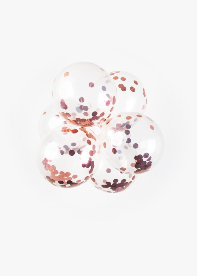 Ballonnen met confetti (6st.) - Rosé Goud