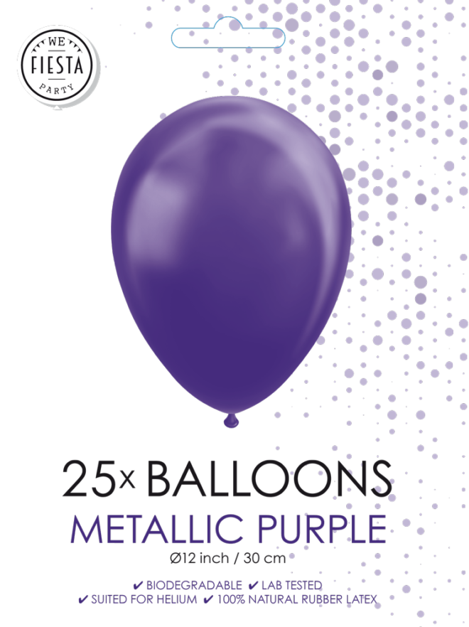 Latex ballonnen metallic paars (31cm) - 25 stuks