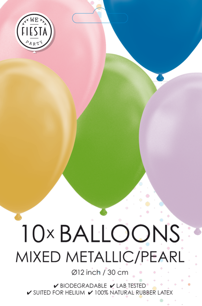 Latex ballonnen parelmoer / metallix mix (31cm) - 10 stuks
