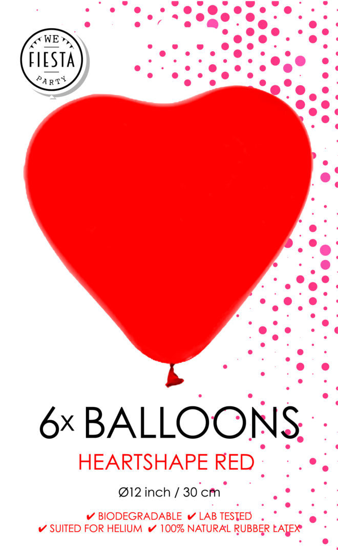 Ballonnen Hartvorm (6st.) - rood