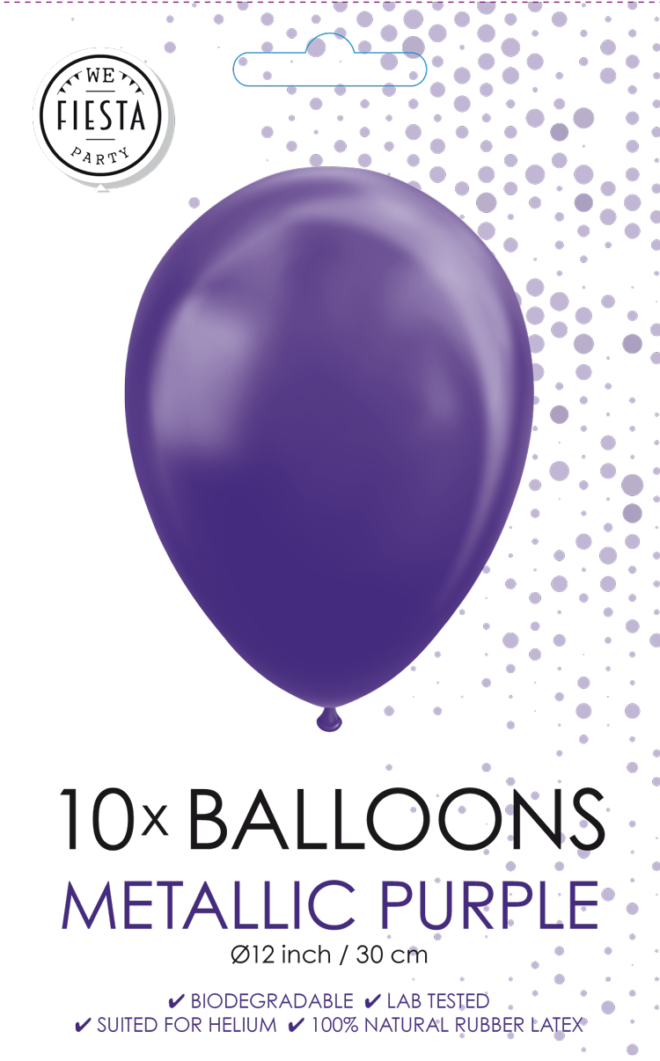Latex ballonnen metallic paars (31cm) - 10 stuks