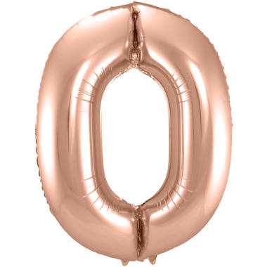 Grote folie ballon cijfer 0 (86cm) - Rosé goud