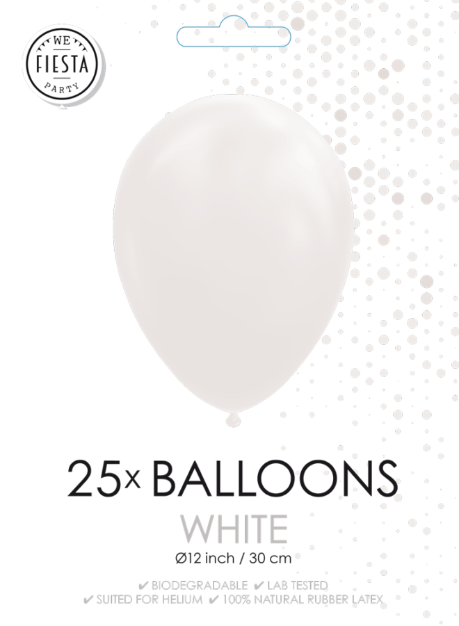 Latex ballonnen wit (12"- 31cm) - 25 stuks
