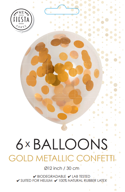 Ballonnen met confetti (6st.) - Goud